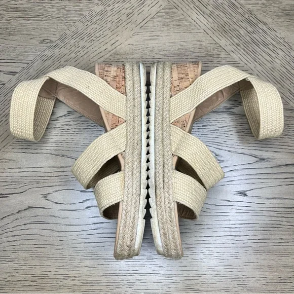 Steve Madden Kadira Espadrille Platform Cork Raffia Wedge Sandals Tan, Women’s 9 - Picture 6 of 7